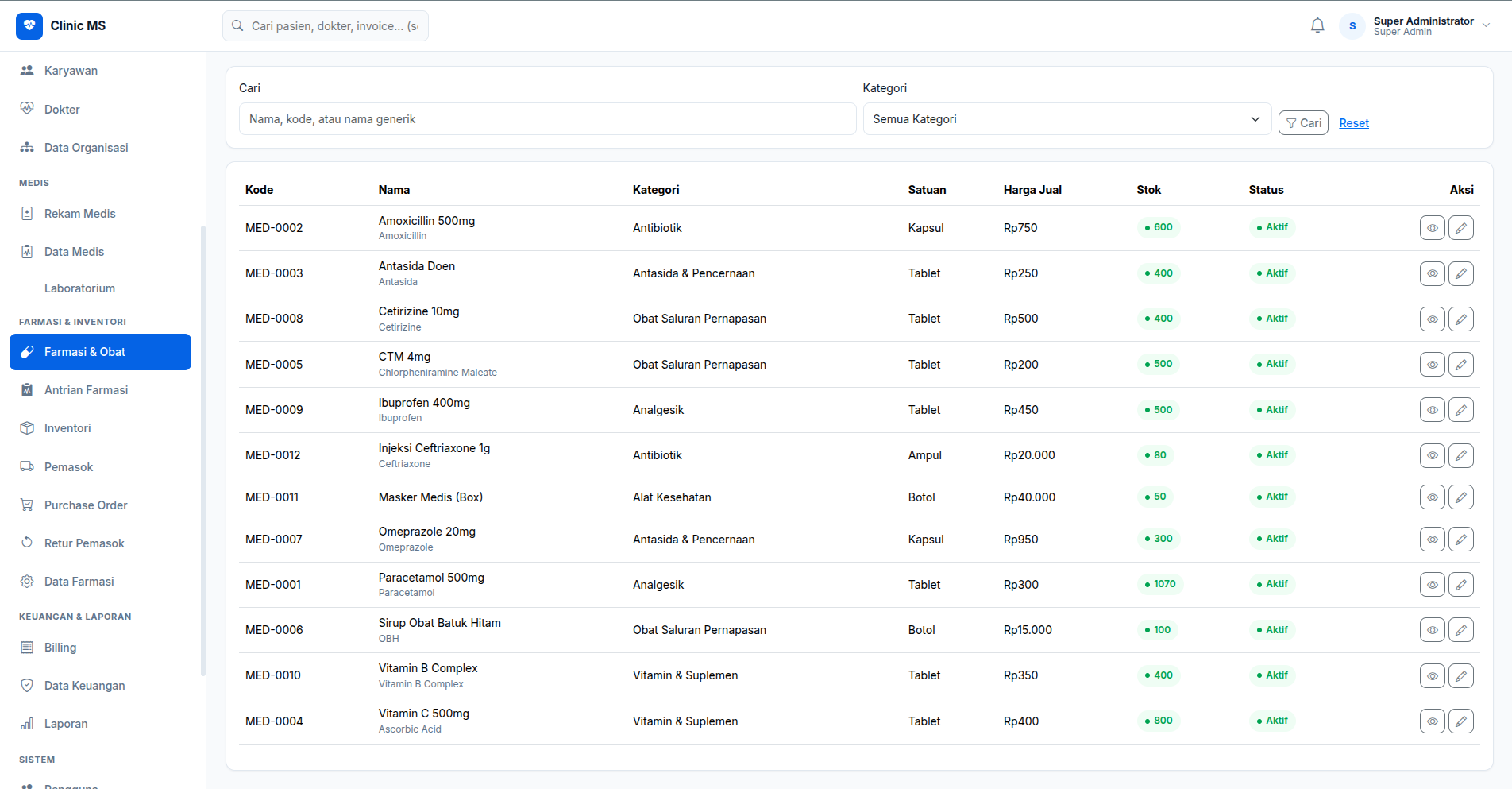Sistem Administrasi Klinik - screenshot 3
