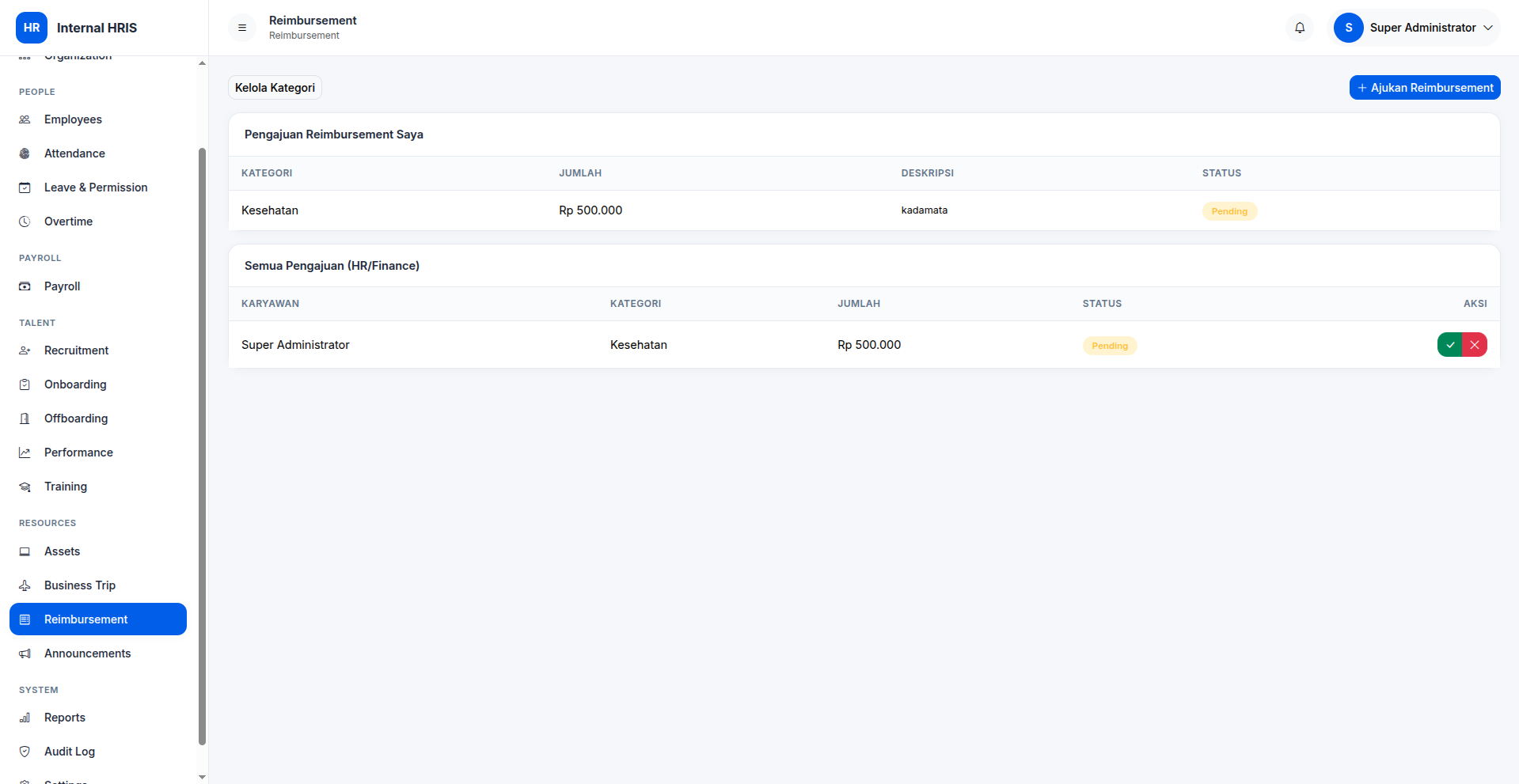 Sistem Informasi Manajemen SDM (HRIS) Internal Perusahaan - screenshot 3