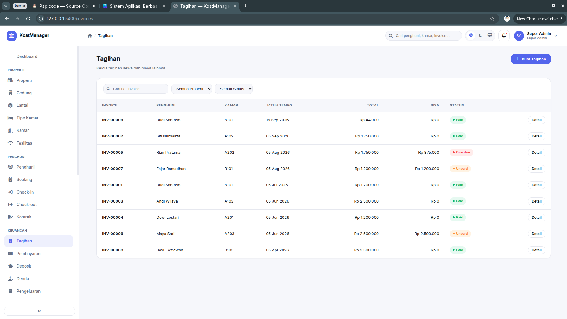 Sistem Manajemen Kost & Properti Berbasis Laravel - screenshot 1