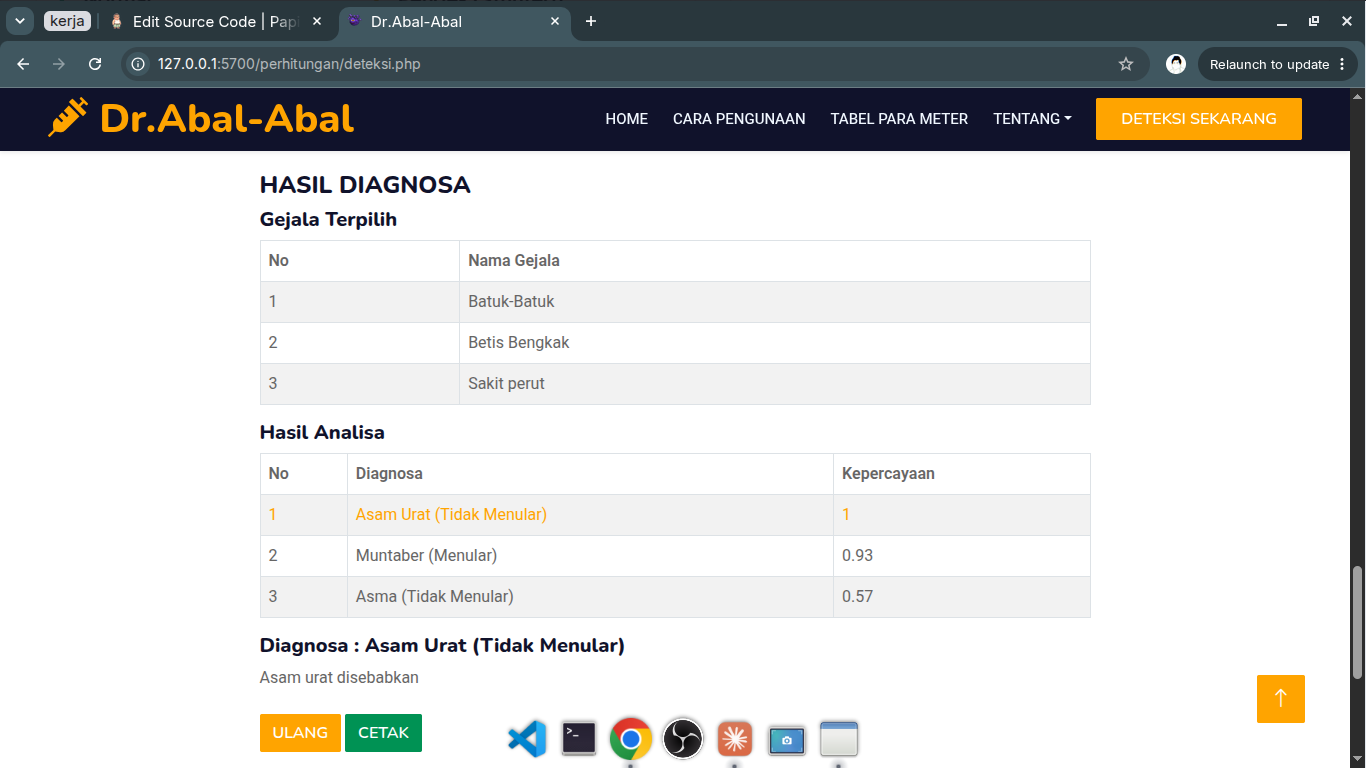 Source Code Sistem Pakar Deteksi Penyakit Menular berbasis Naive Bayes - screenshot 2