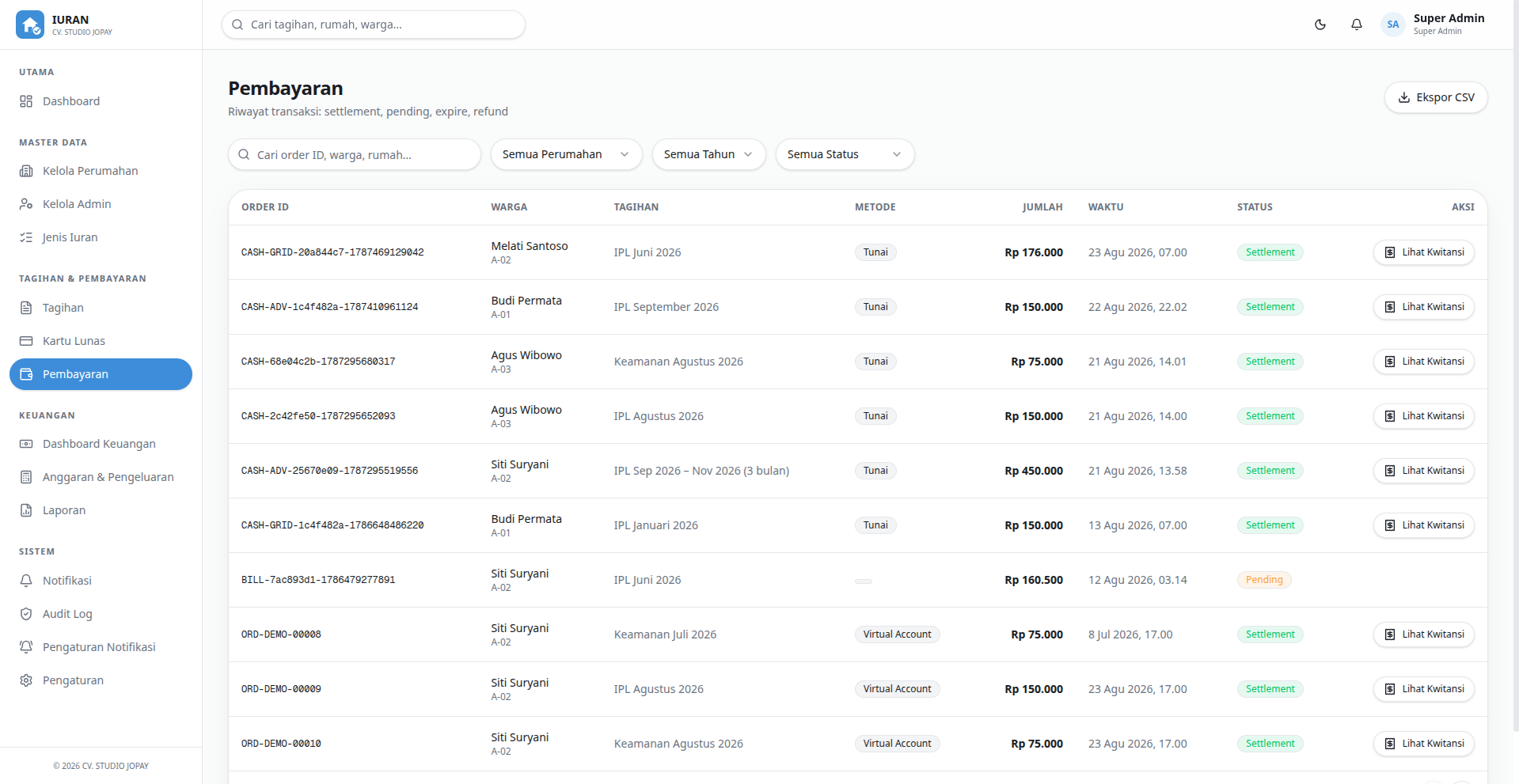 Sistem Pembayaran Iuran Warga - screenshot 2