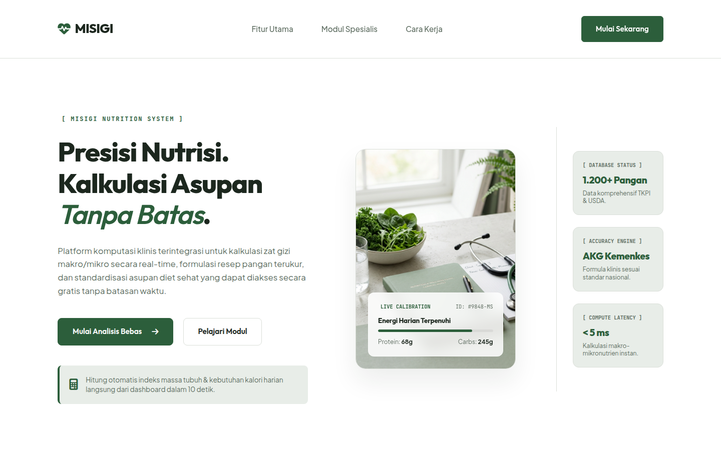 Sistem Analisis Kebutuhan gizi berasis z-score dan WHO